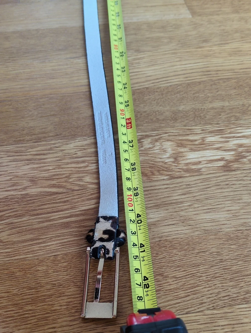 Calf Hair Skinny Belt Animal Print Goldtone Buckle Fall Trendy Large